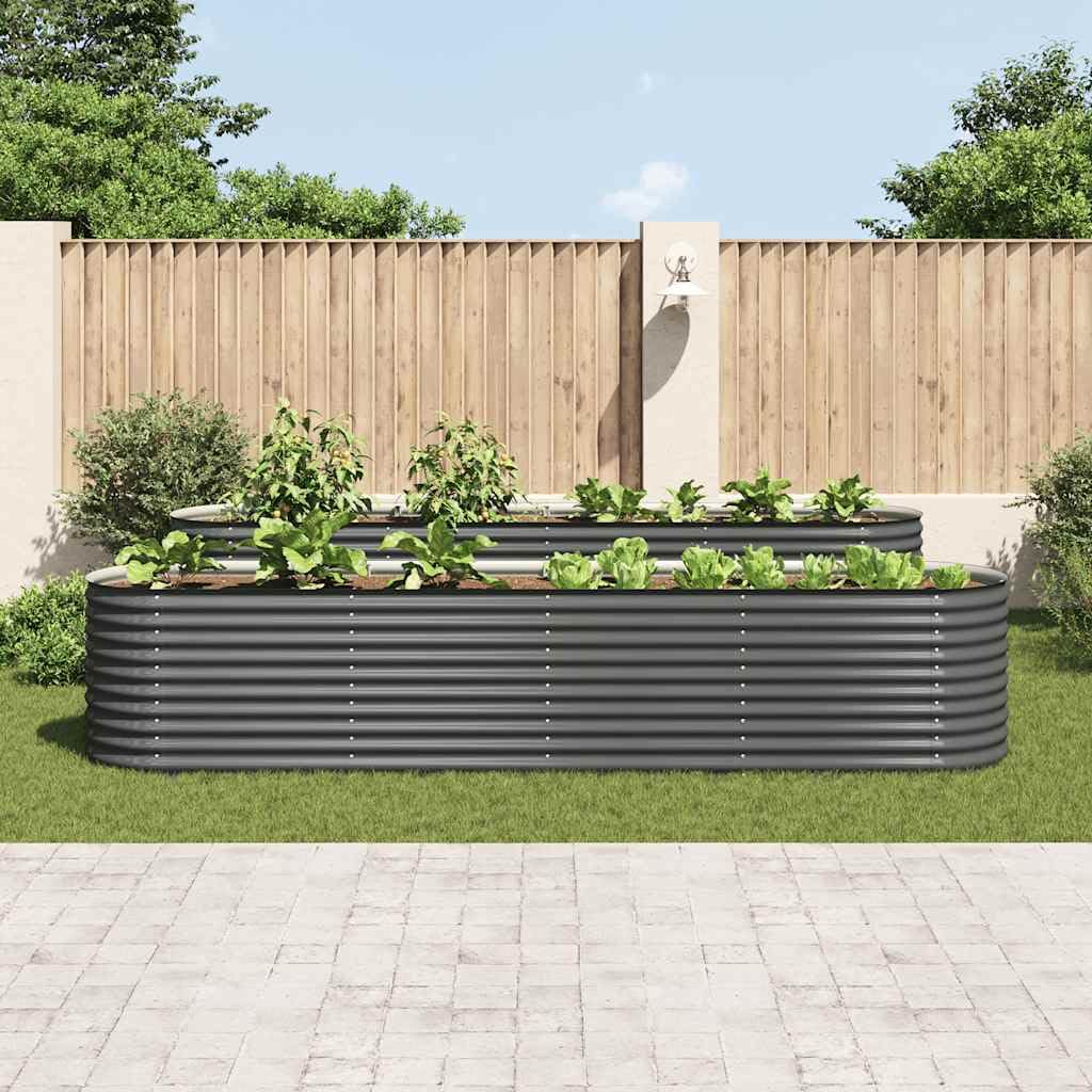 Letto Rialzato Giardino 400x80x81 cm in Acciaio Zincato Grigio, Vaso Rettangolare Grande per Orto, Fioriera da Esterno per Piante, Verdure, Erbe e Fiori