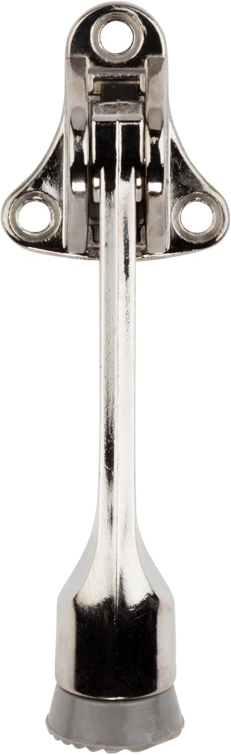 National Hardware N184-275 Kickdown Door Stop Chrome 4 in Spring Door Stopper Wall Protector Floor Mount Heavy Duty Rubber Foot Die Cast Zinc Body Commercial Grade