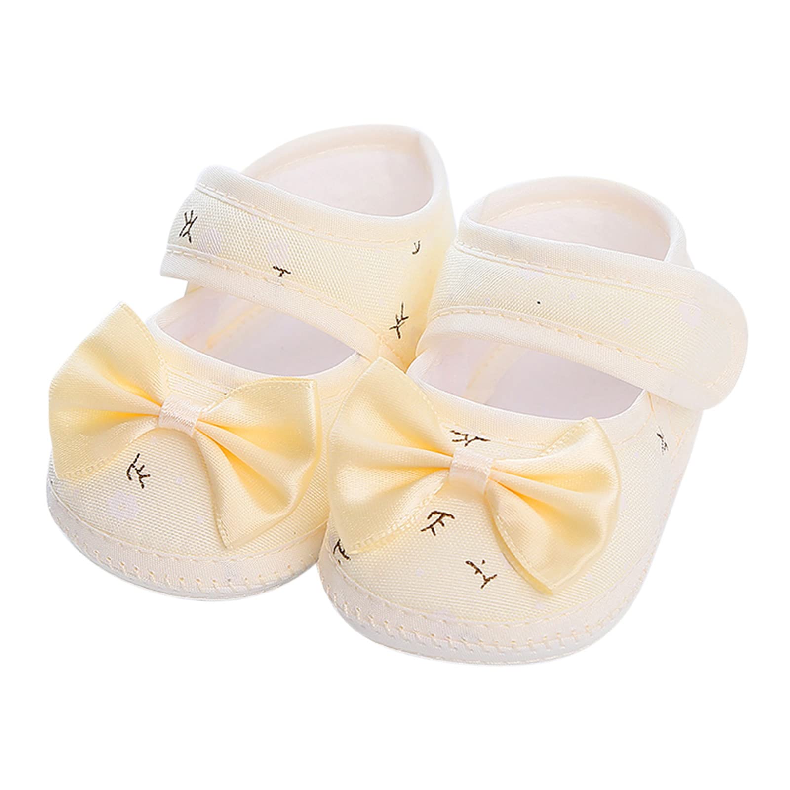 Spring and Summer Children Infant Infant Shoes Girls Floor Sports Shoes Solid Color Bow Hook Infant Girl Size 11 Shoes (Yellow, 4.5 Infant)