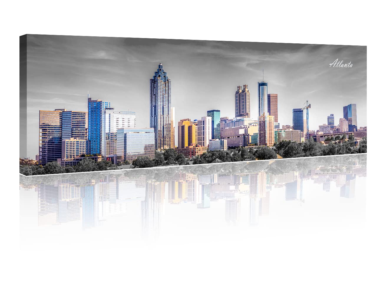 Atlanta Skyline Wall Art for Living Room Cityscape Canvas Paintings Modern Home Decor Panorama Pictures City Building House Decor Skyscraper Posters