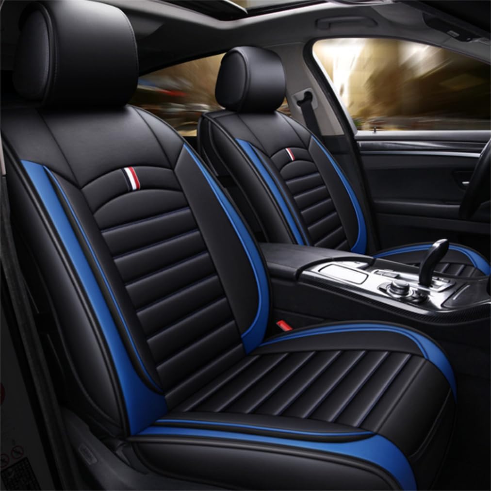 Car Seat Covers Full Set for Subaru for BRZ 2003-2025 Car Seat Protector Waterproof Leather Seat Cushion Interior Accessories MH84 Front Pair and Rear Black Blue