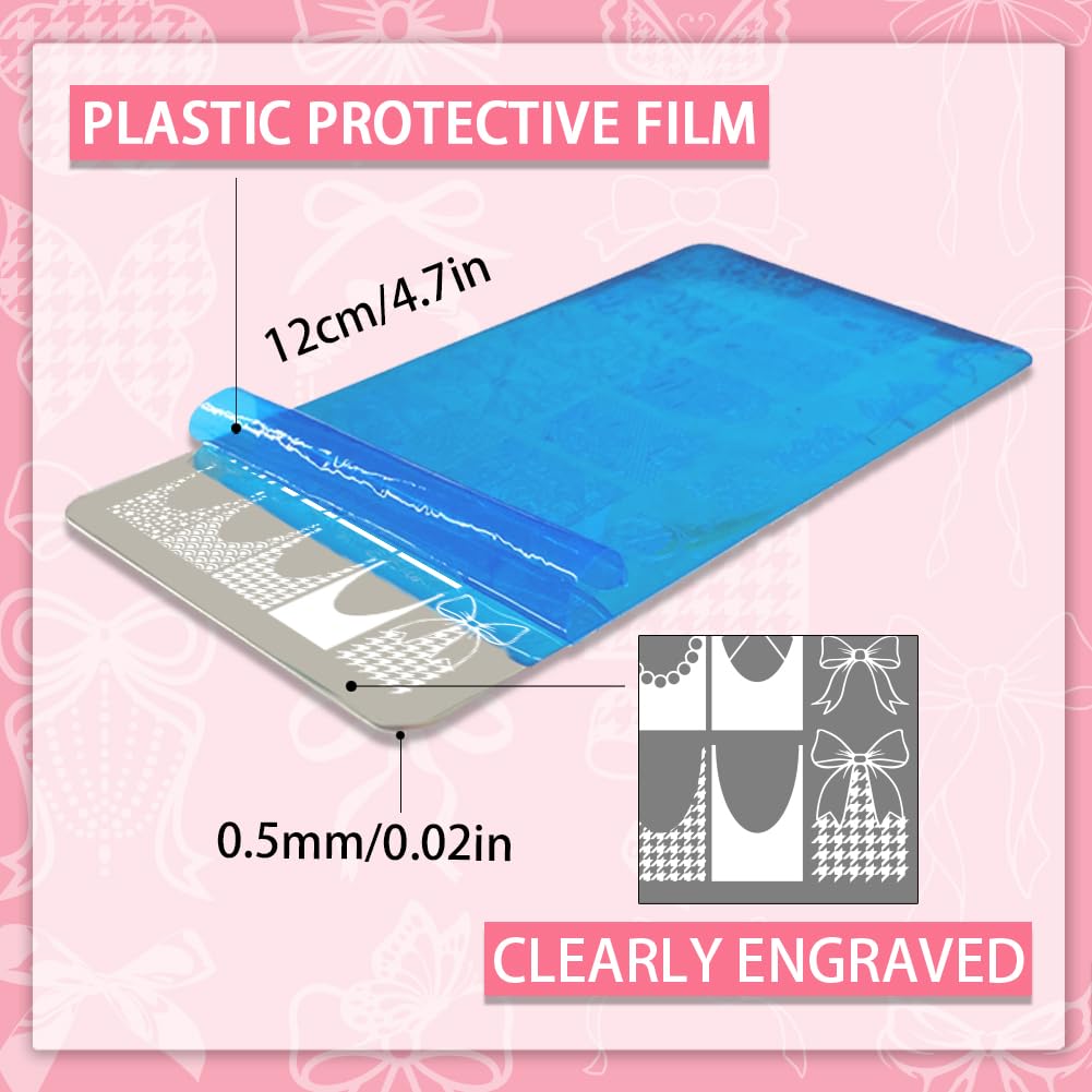 PH PandaHall 3pcs Bowknot Nail Stamping Plate - Image 2