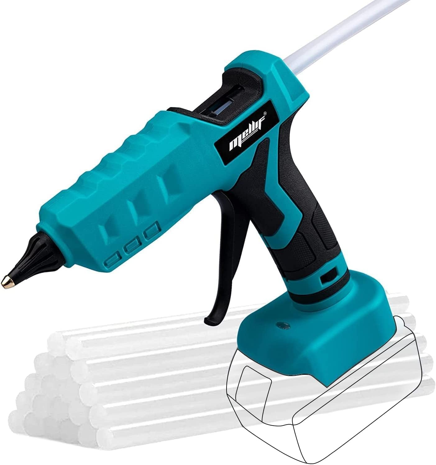 100W Hot Glue Gun Cordless for Makita Battery 18V L li-ion Battery Powered Full Size 11mm Sticks (Tool Bare, No Battery,No Charger)โฆ