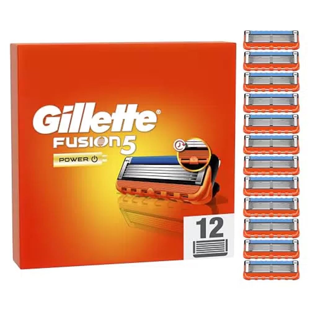 Gillette Fusion5 Power - Cuchillas de repuesto para maquinilla de afeitar de hombre, 12 unidades