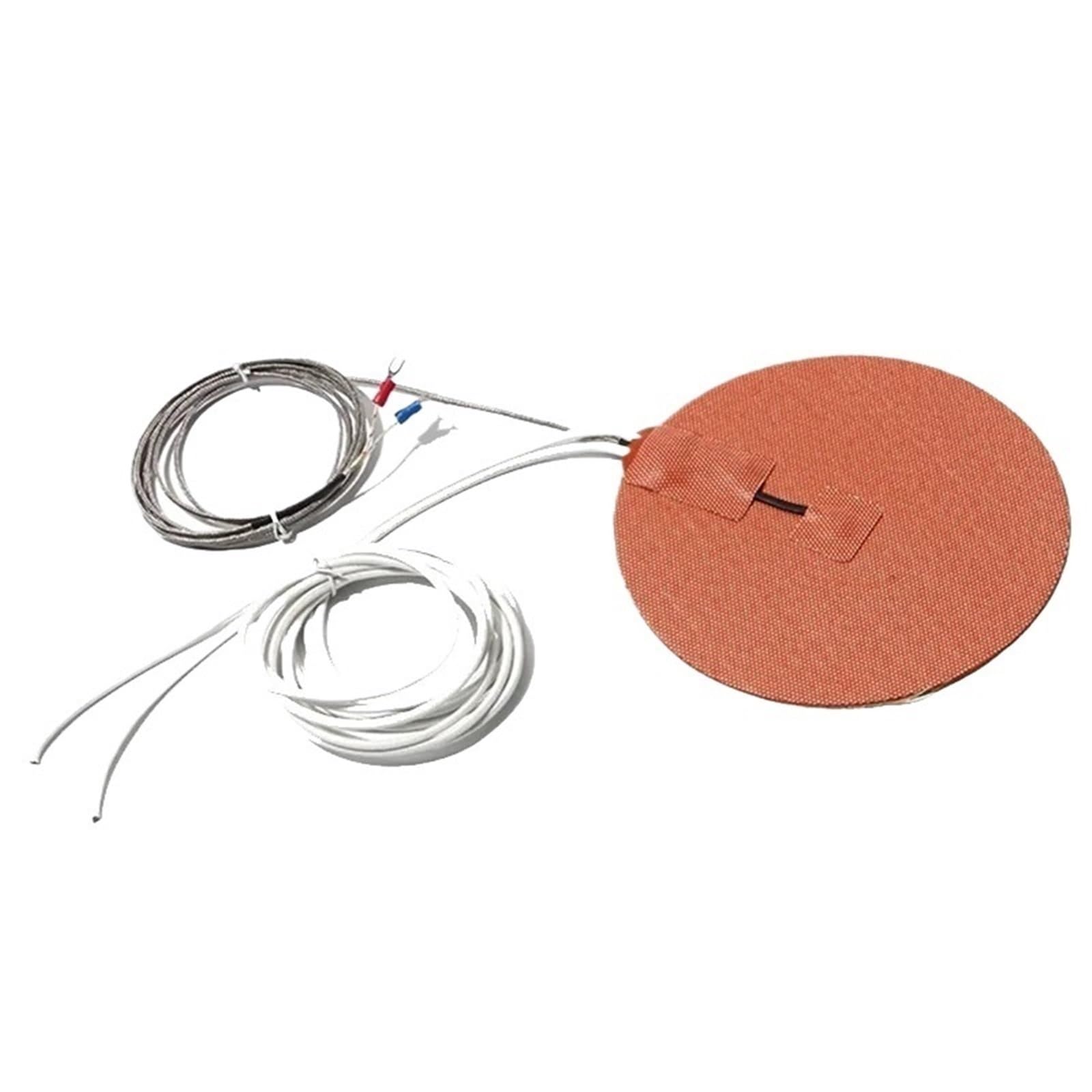 220V Round Silicone Heating Pad, 170-300mm Diameter, 200-380W, with K-Type Thermocouple &amp; Thermostat(Unregulated,220V-380W)