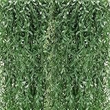 Riceshoot Artificial Weeping Willow Leaves Hanging Vines Garland Fake Seaweed Artificial Vine Fake Ivy Greenery Garland for Wedding Party Backdrop Wall Decor Garden Patio Backyard(Dark Green,24 Pcs)