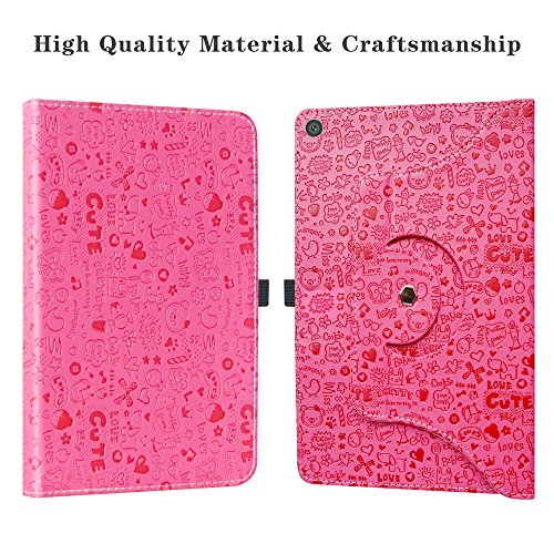 Asus Zenpad Z10 Zt500Kl Case,Liushan 360 Degree Rotation Stand Pu Leather With Cute Pattern Cover For 9.7" Asus Zenpad Z10 Zt500Kl Tablet,Rose Red #TOP4