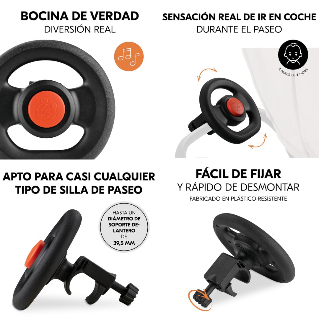 hauck Citi Neo 3 Silla de Paseo Ligera 3 Ruedas hasta 22 Kg con Pack de Accesorios XXL - Carrito Bebé con Volante de Juguete Protector de Lluvia y Mosquitera - 7,5 kg Reclinable y Plegable - Gris