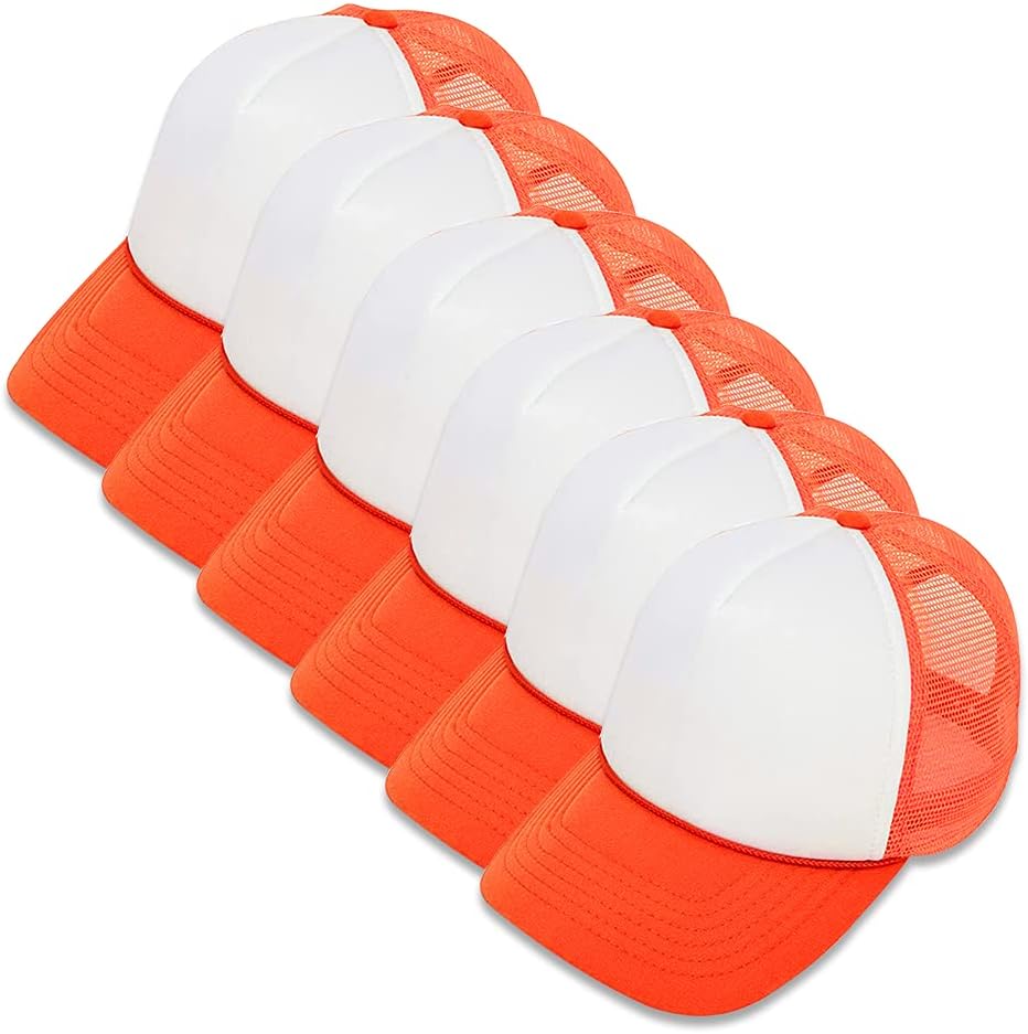 MR.R Sublimation Blank Polyester Mesh Cap Mesh Trucker Summer Mesh Cap,6 Pieces per Pack