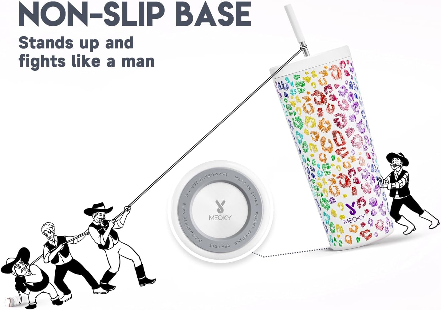 Meoky 24 oz Insulated Tumbler with Lid and Straw, Stainless Steel Vacuum Insulated Tumbler, Keeps Cold for 24 Hours, 100% Leak Proof, Fits in Car Cup Holder (Kiss) - Image 5