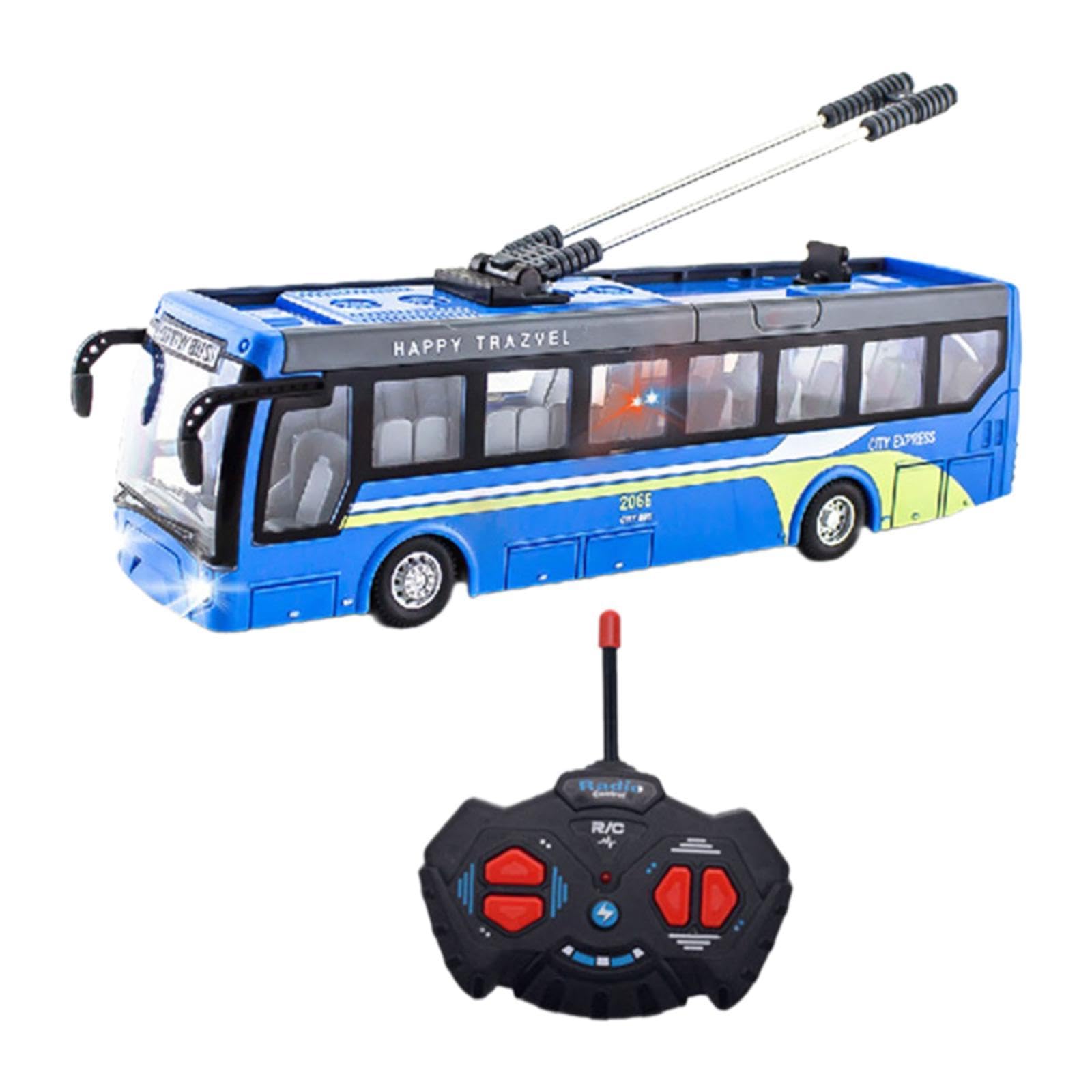 Ferngesteuerter Spielbus 1:32 27 MHz, Türen Zum Öffnen, Modell für Kinder, Jungen, Ferngesteuerter Schulbus, Blau Kurz