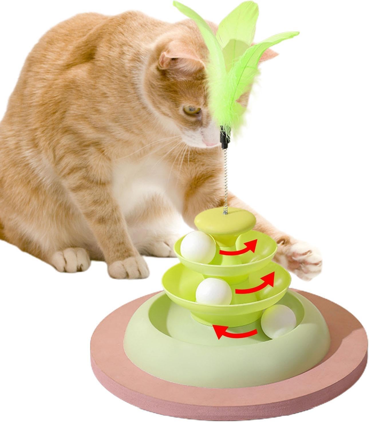 RvPaws Cat Three Layer Turntable Toy Educational Play Track Tower Cat Teaser Toy for Indoor Cat Interactive Supply - Color As Vary (B0D6821PCN) Amazon Price History, Amazon Price Tracker