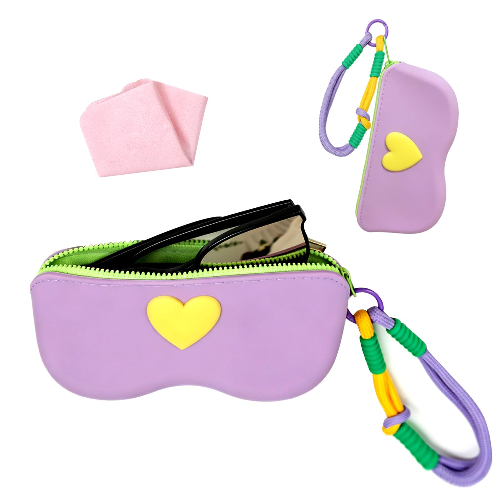 YINXIANJIN Portable Eyeglasses Case Soft Silicone Zipper Sunglasses Pouch Waterproof Drop-Resistant Bag for Women Girls
