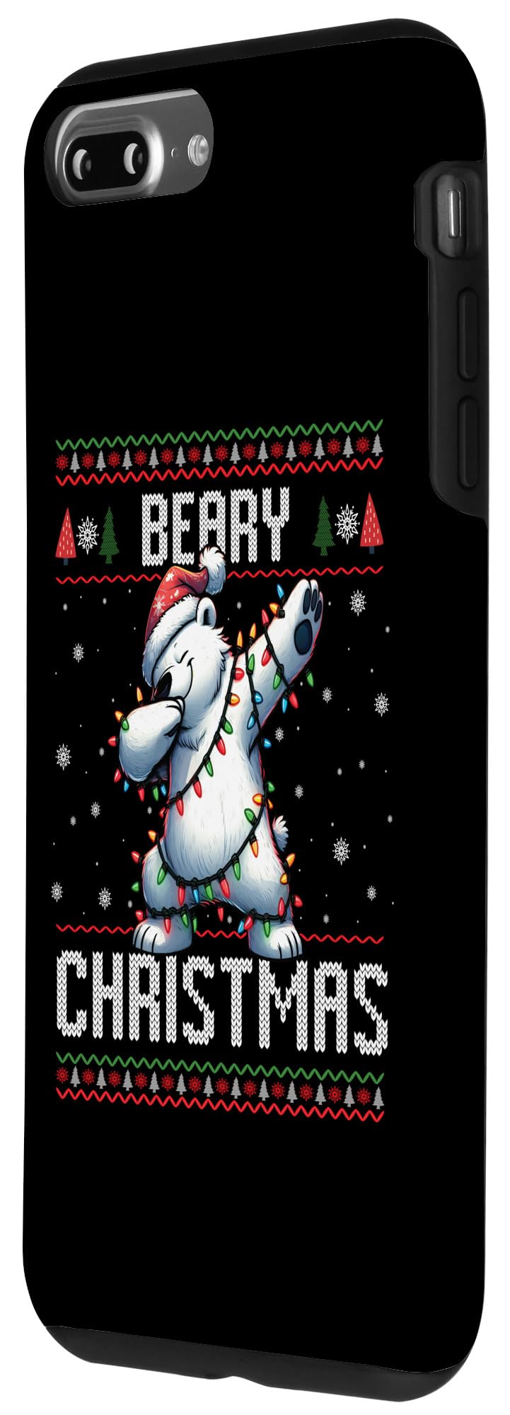 iPhone 7 Plus/8 Plus Beary Christmas Dabbing Polar Bear Santa Hat Xmas Lights Case - Image 2