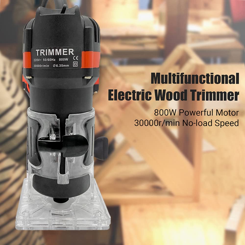 800W 30000r/min Trimmer per legno elettrico multifunzionale Router per legno Trimmer per laminato Trimmer per scanalatura professionale per falegname Carpentiere con 15 frese 220V