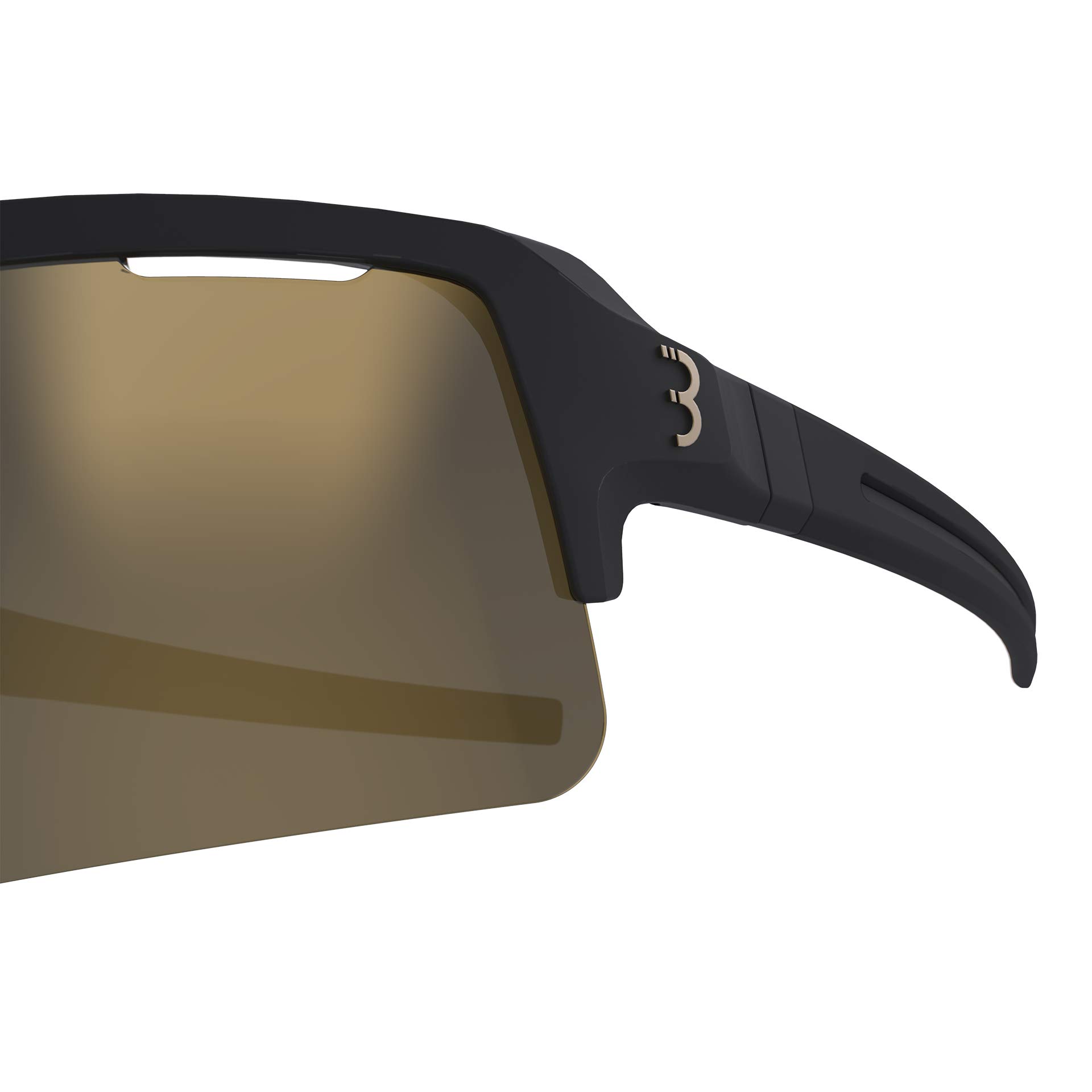 BBB Cycling, Sports Glasses, Biking Glasses, Cycling Glasses for Men and Women, UV Protection, 3 Interchangeable Lenses, Unbreakable, Fuse, Matt Black Gold