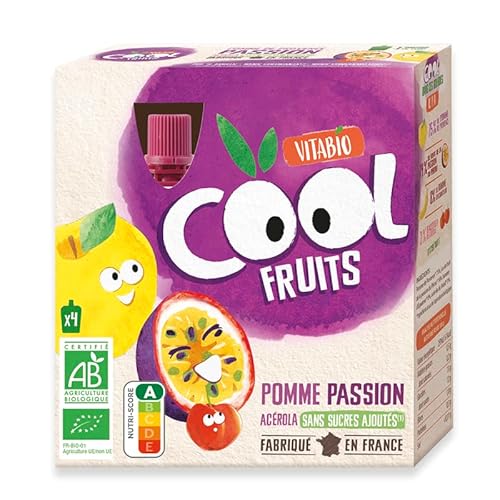 Vitabio Cool - Gourdes Fruits Pomme Passion Compote 4x90 g - Compote - BIO Cover
