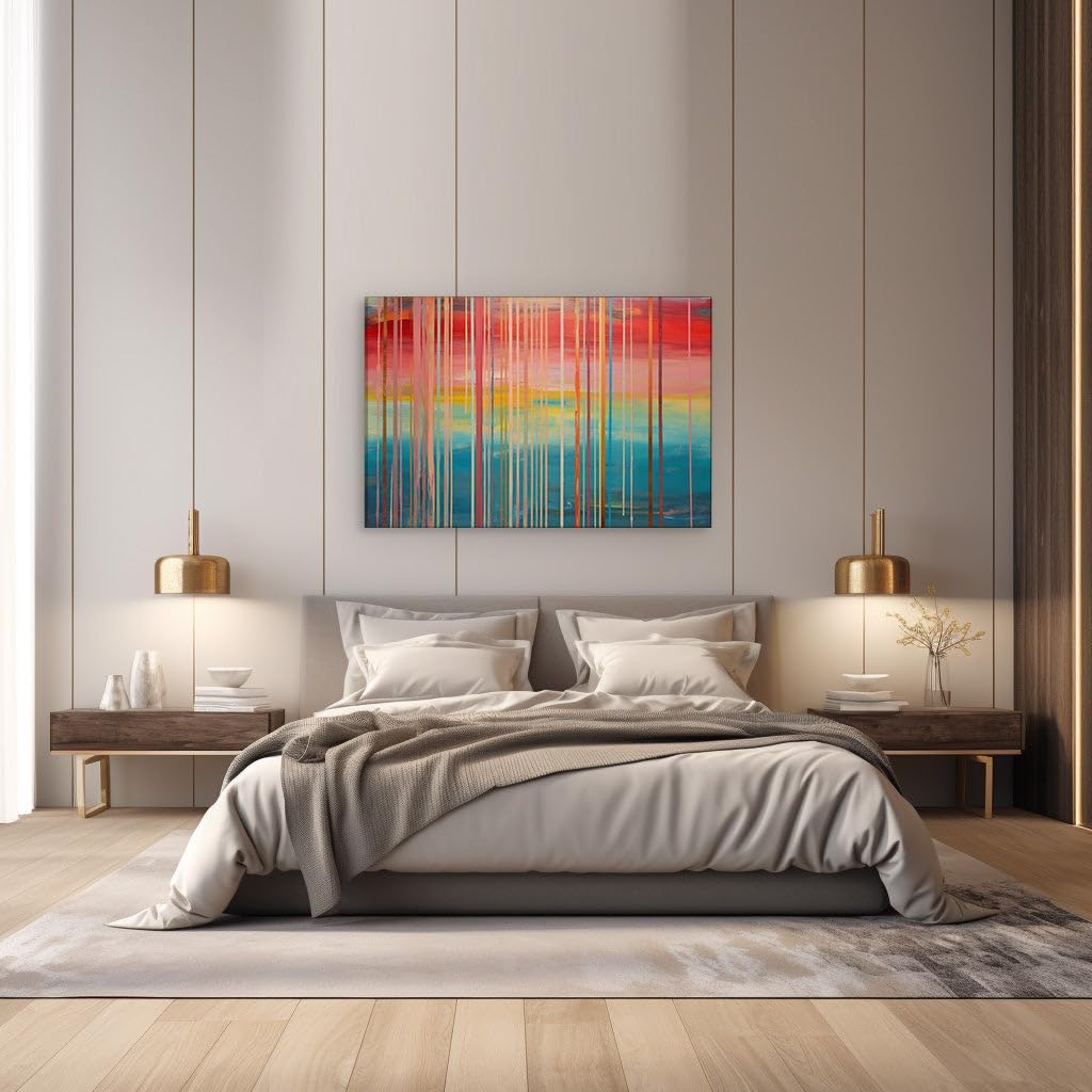 Canvas for Living room. Vertical Hues Symphony Capturing the Essence of Motion, 27 x 18 inch Canvas Wall Art - Contemporary Masterpieces - Modern Home Decor - 69x46 cm (27x18 inch)