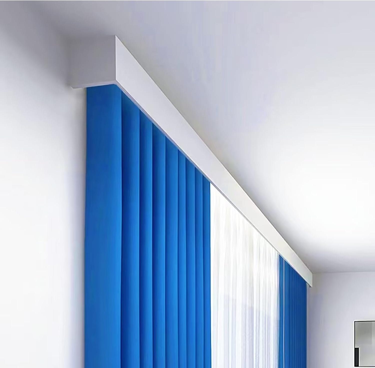 tipace Curtain Double Track and Valance, Optional Ceiling Mounted or Wall Mounted Curtain Rail for Living Room Bedroom Room Divider, Custom track length (White)