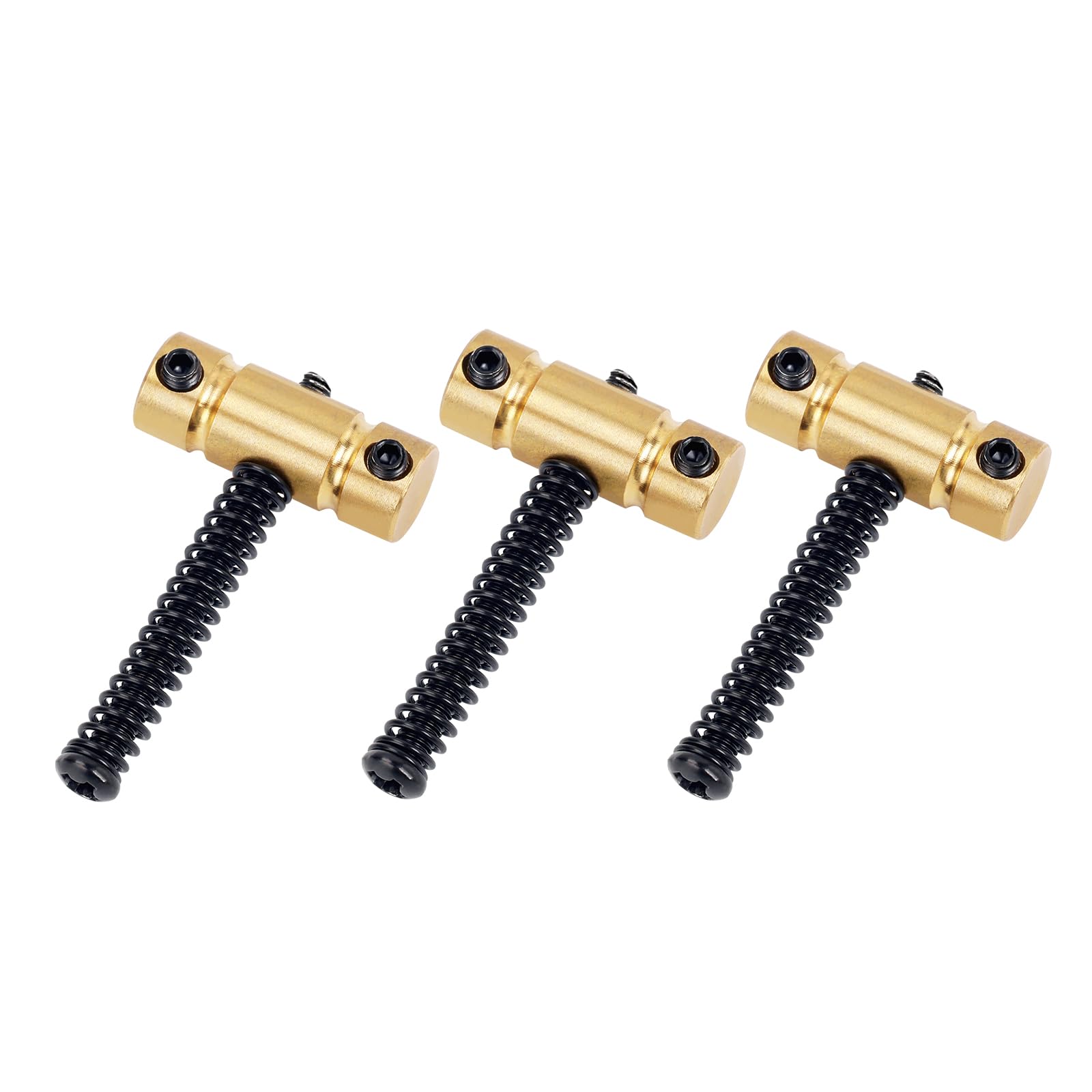 Banworks 10.8mm (27/64") Bridge Saddles Barrel Brass Saddles Round Bridge Saddles for Vintage Telecaster Tele TL Electric Guitars 54mm (2-1/8") String Spacing Pack of 3 JT/QM-07 Black Screws - Image 3