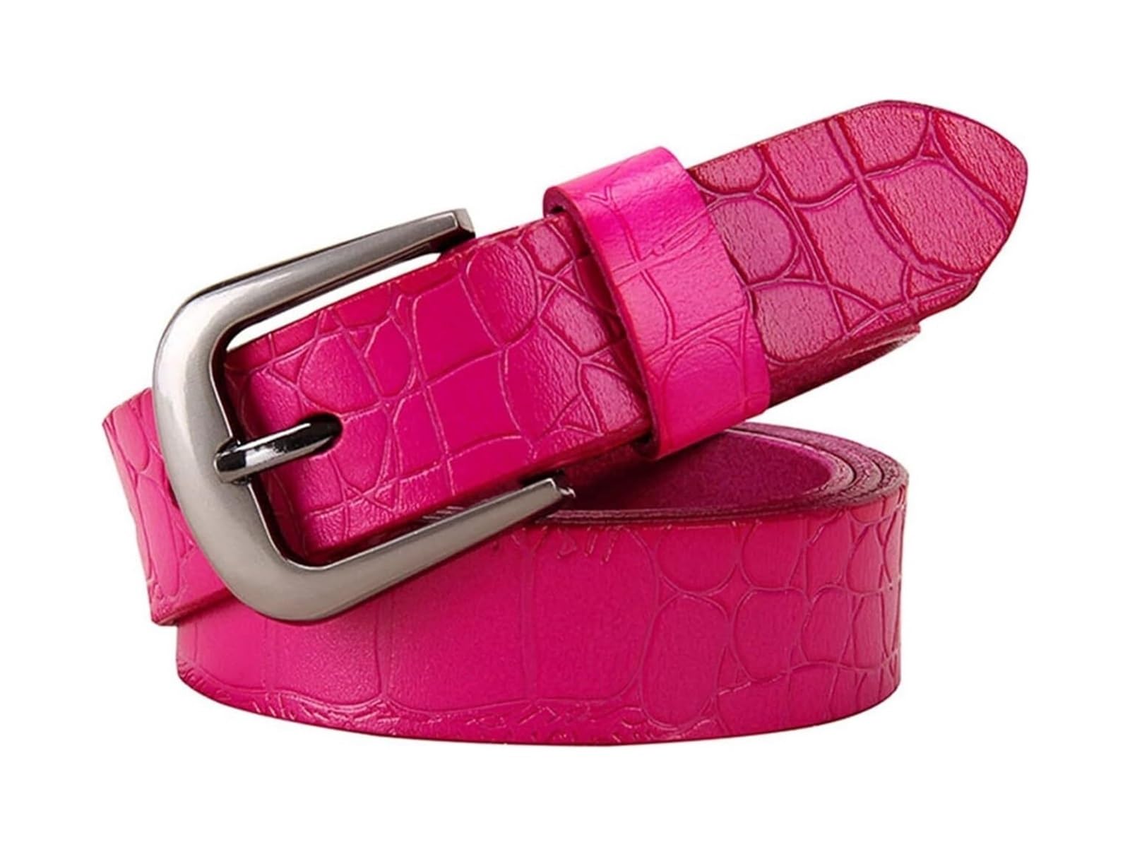 dfEDRd Ladies Waist Belt, 90-115cm Genuine Leather Women Belts Pin Buckle Second Layer Cowhide Crocodile Pattern Woman Waistband(Pink,90)