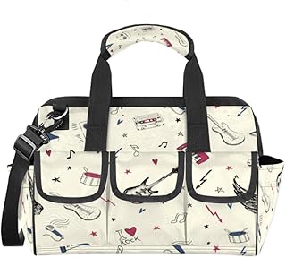 XMNYGJ Musical Music Guitar Tool Bag 14.8 Inch Wide Mouth Tool Storage Tote Bag with Multi-Pockets Waterproof Heavy Duty Tool Bag Organizer with Adjustable Shoulder Strap