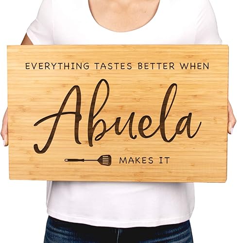 Miniatura 10 de Andaz Press Tabla de cortar grande de madera de bambú, 17.75 x 11 pulgadas, todo sabe mejor cuando la abuela lo hace, 1 paquete, tabla de cortar