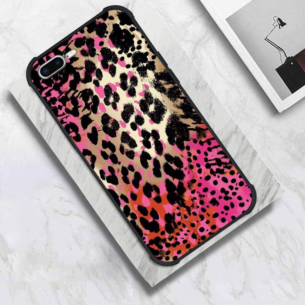 KANGHAR Case Compatible with iPhone 7 Plus/iPhone 8 Plus,Pink Leopard Design,Tire Texture Non-Slip +Shockproof Rugged TPU Protective Case for iPhone 7 Plus/iPhone 8 Plus 5.8 Inch