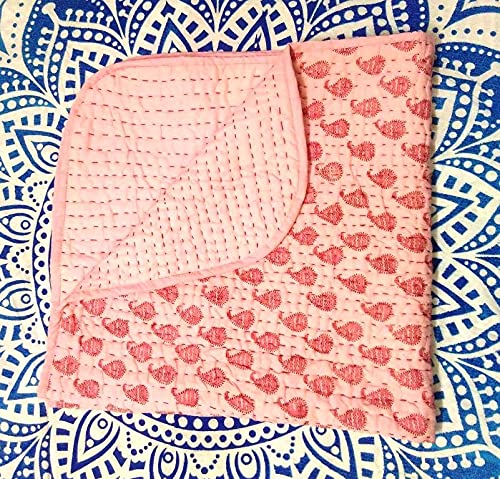 Couvre-lit bébé en coton Kantha le cadeau de naissance idéal - 3