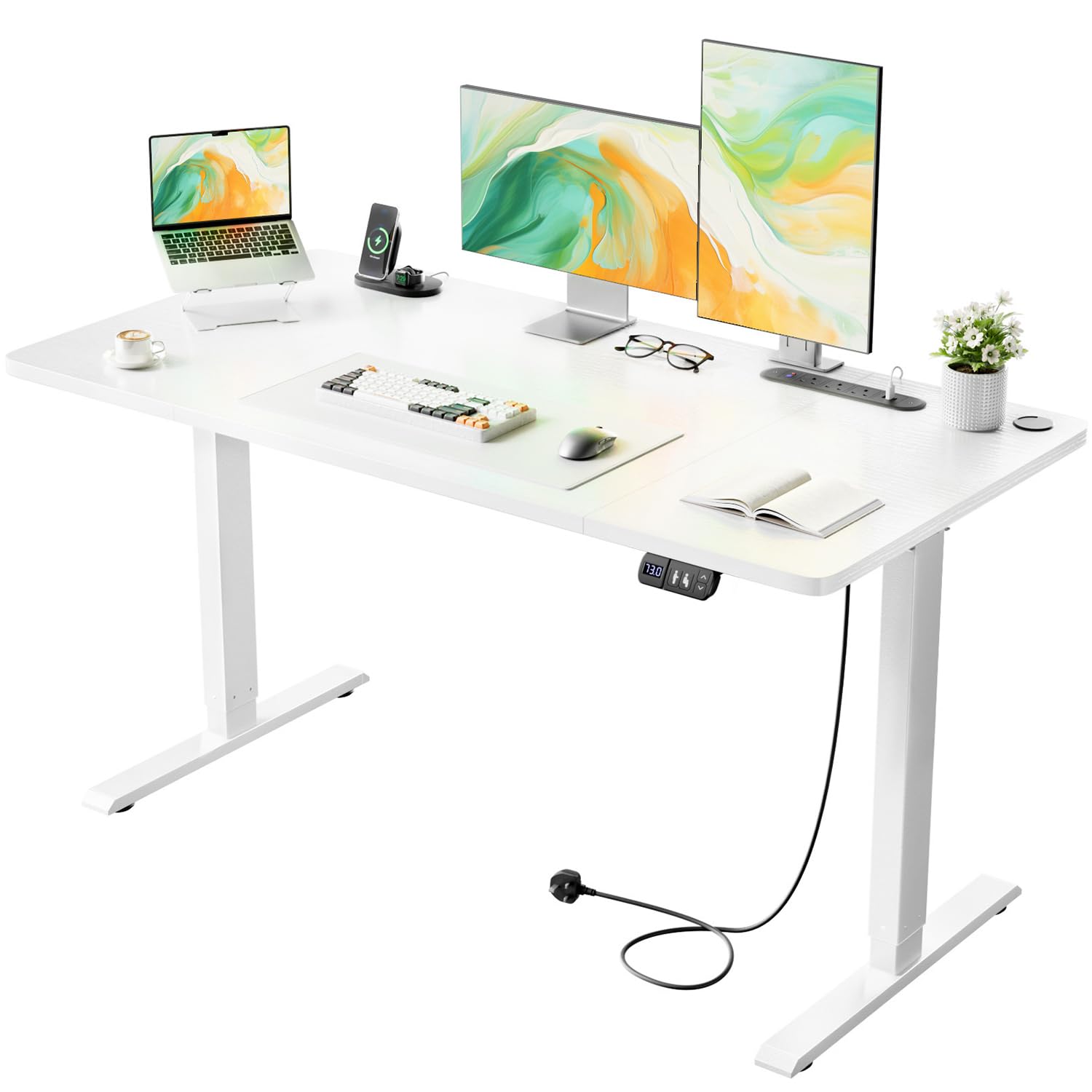 Precision Synergie Electric Standing Desk, Power Outlets, 2 Memory Buttons