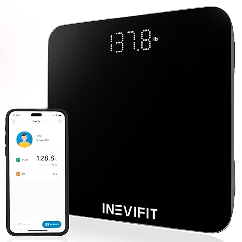 Miniatura 7 de INEVIFIT Báscula de baño inteligente, báscula digital Bluetooth de alta precisión para baño, mide con precisión el peso y el IMC para usuarios