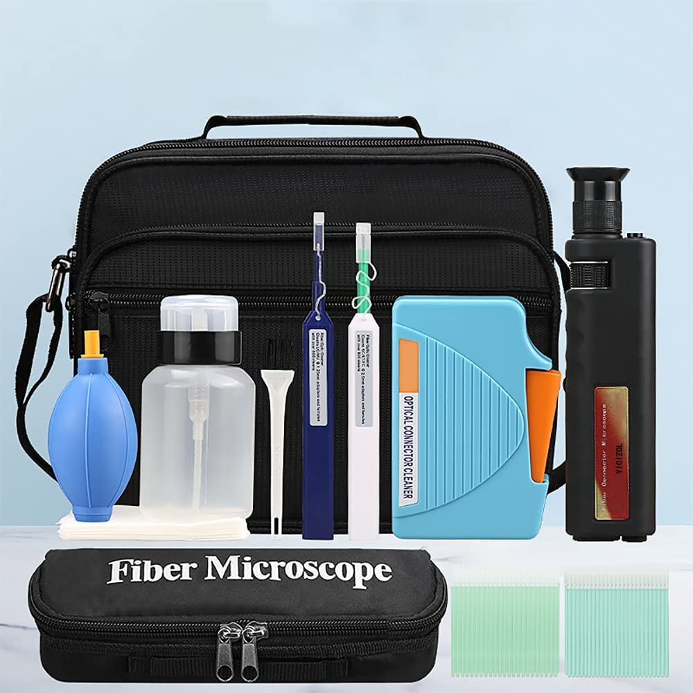 NC YICIZOL Optic Fiber Cleaning Inspection Kits Iluding 400 Times Fiber Connector Microscope for 1.25/2.5mm FC/SC/ST/LC Connector & 1.25mm/2.5mm Cleaner Pens & Cleaning Cassette