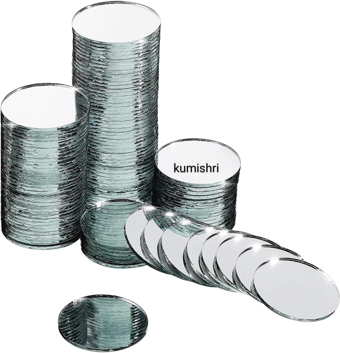 1 Inch Small Round Glass Wall Mount Mirror Circles For Arts & Crafts Projects, Traveling, Framing, Decoration (50 Pieces) By Super Z Outlet Outlet, Transparent)