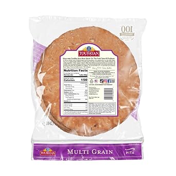 Toufayan Multigrain Pita Bread Soft Hearth-Baked Pocket Pita | Freeze on Arrival | 3 Pack (18 Pitas Total)