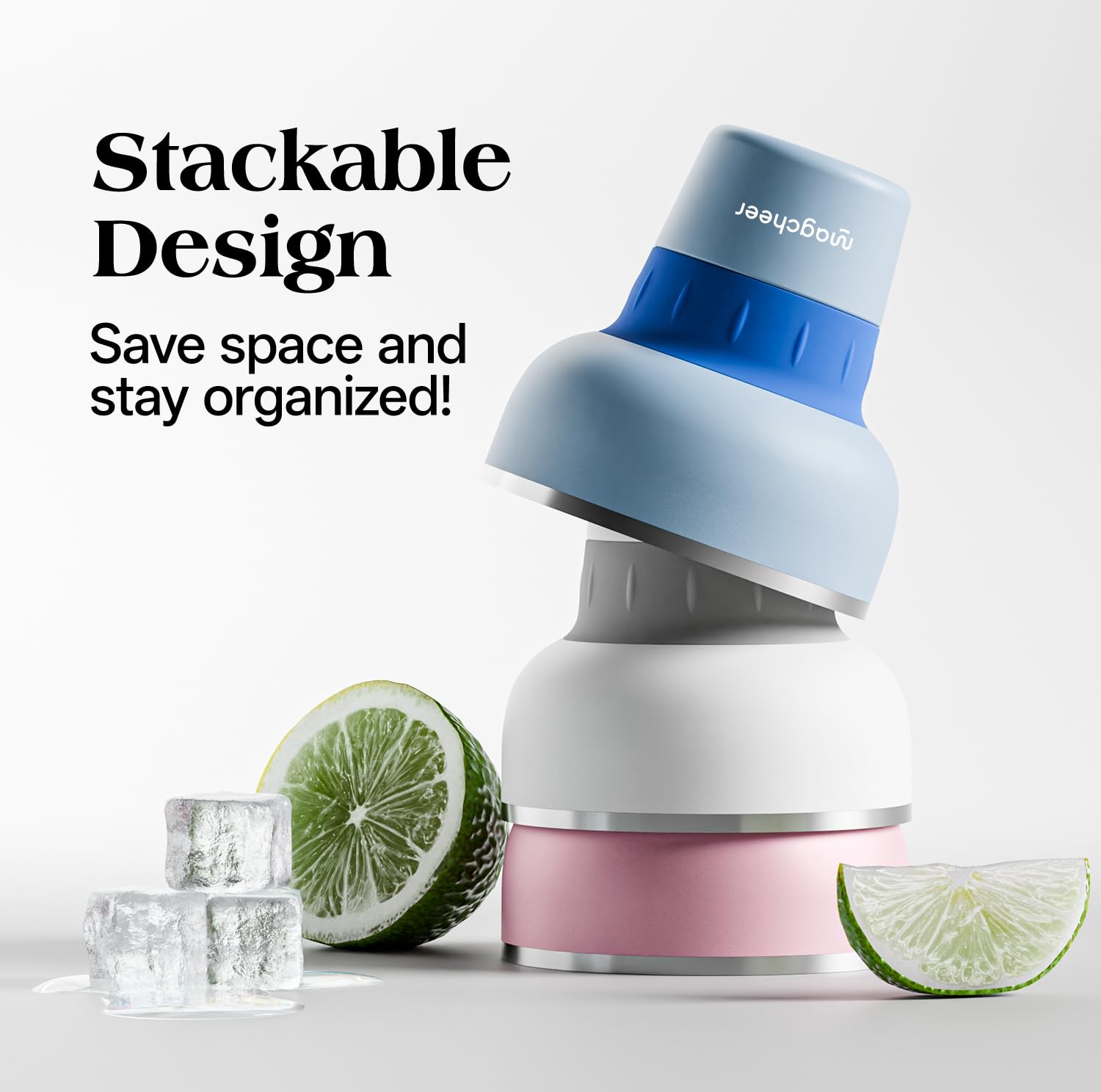 magcheer 500ml Copa Margarita Termica con Tapa y Pajita | Vaso de Cóctel de Acero Inoxidable | Diseño Apilable | Regalo Para Hombre y Mujere | Fiesta de Piscina y Vacaciones (Blanco)