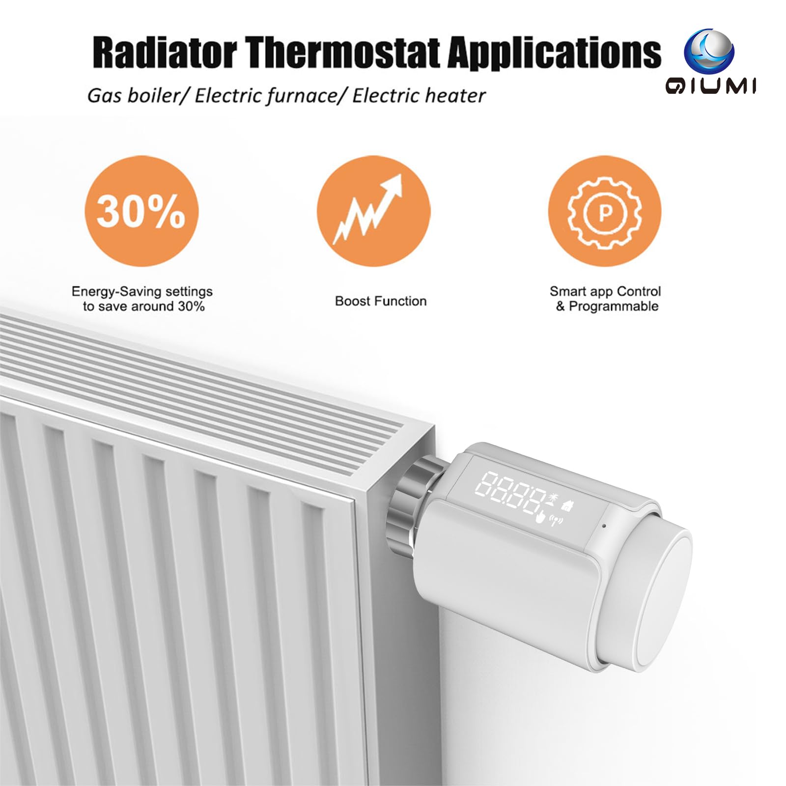Smart Valvole Termostatiche per Termosifoni Zigbee,Controllo app Smart Life,Valvola Termostatica Controllo Vocale per, Alexa e Google Home