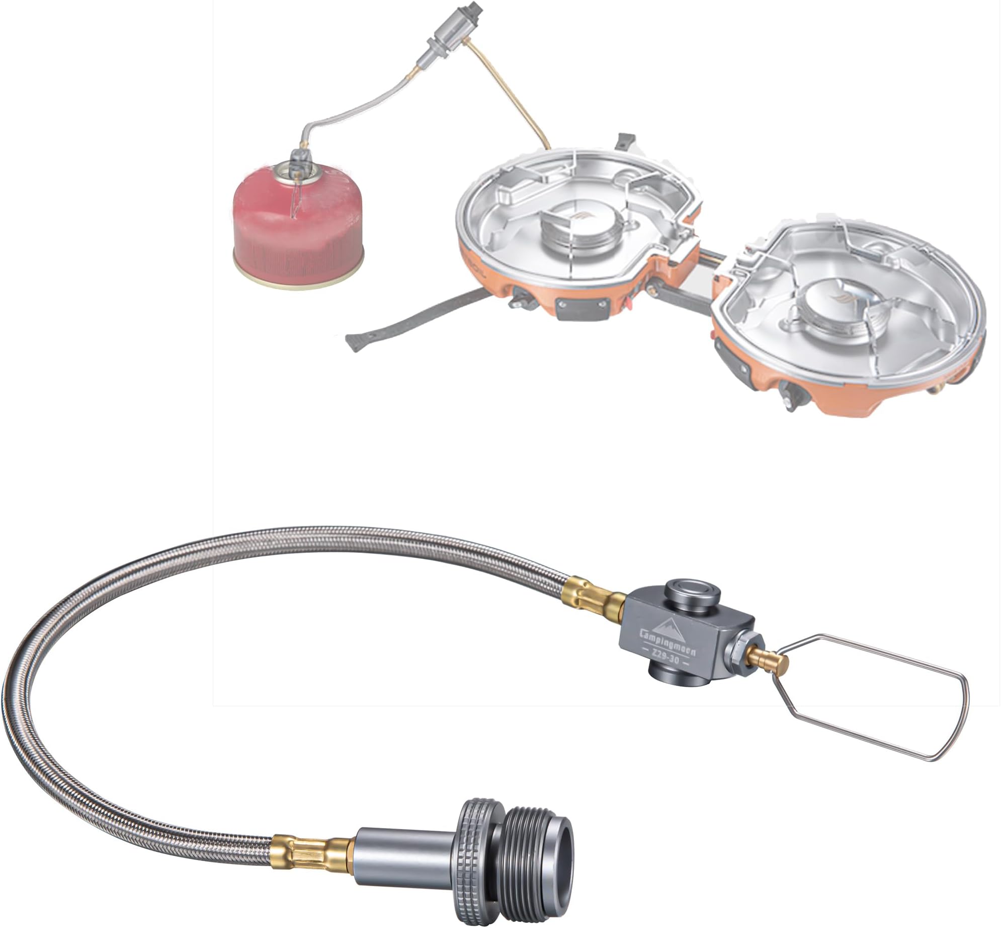 CAMPINGMOON CAG 600 Propane Torch Stove Adapter with Extend Hose 11.8"/30cm IEN417 Lindal Valve Canister to CAG 600 Propane Torch Stove Z29-30