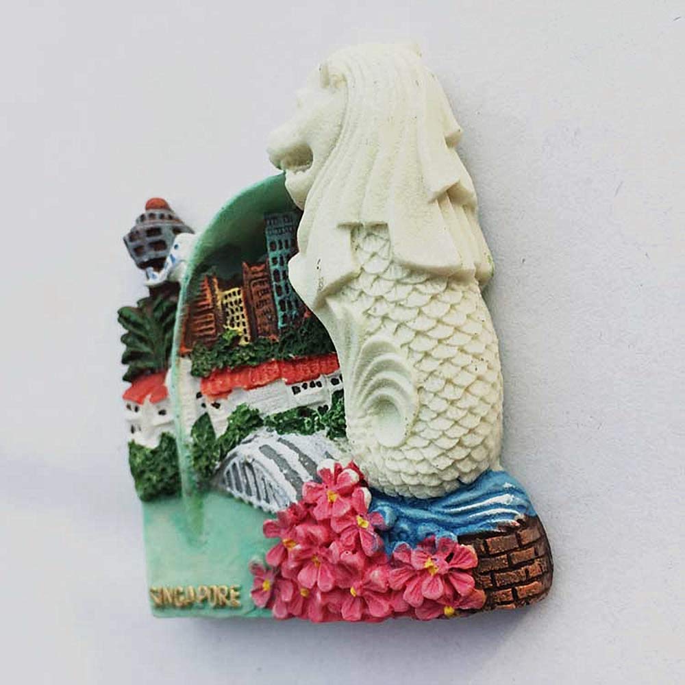 MUYU Magnet Calamita da Frigorifero 3D Glow in The Dark Singapore, Souvenir turistico, Regalo da Collezione, Decorazione per casa e Cucina