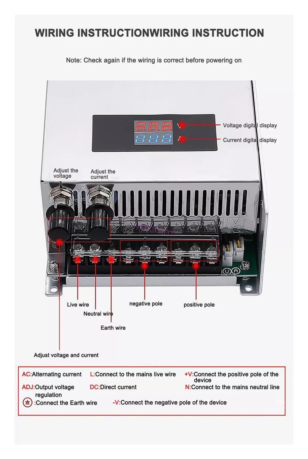 EDEDE Trasformatore LED Alimentatore Switching Regolabile AC 0-48V DC 1000W 48V 20A modalità di commutazione di Tensione e Corrente