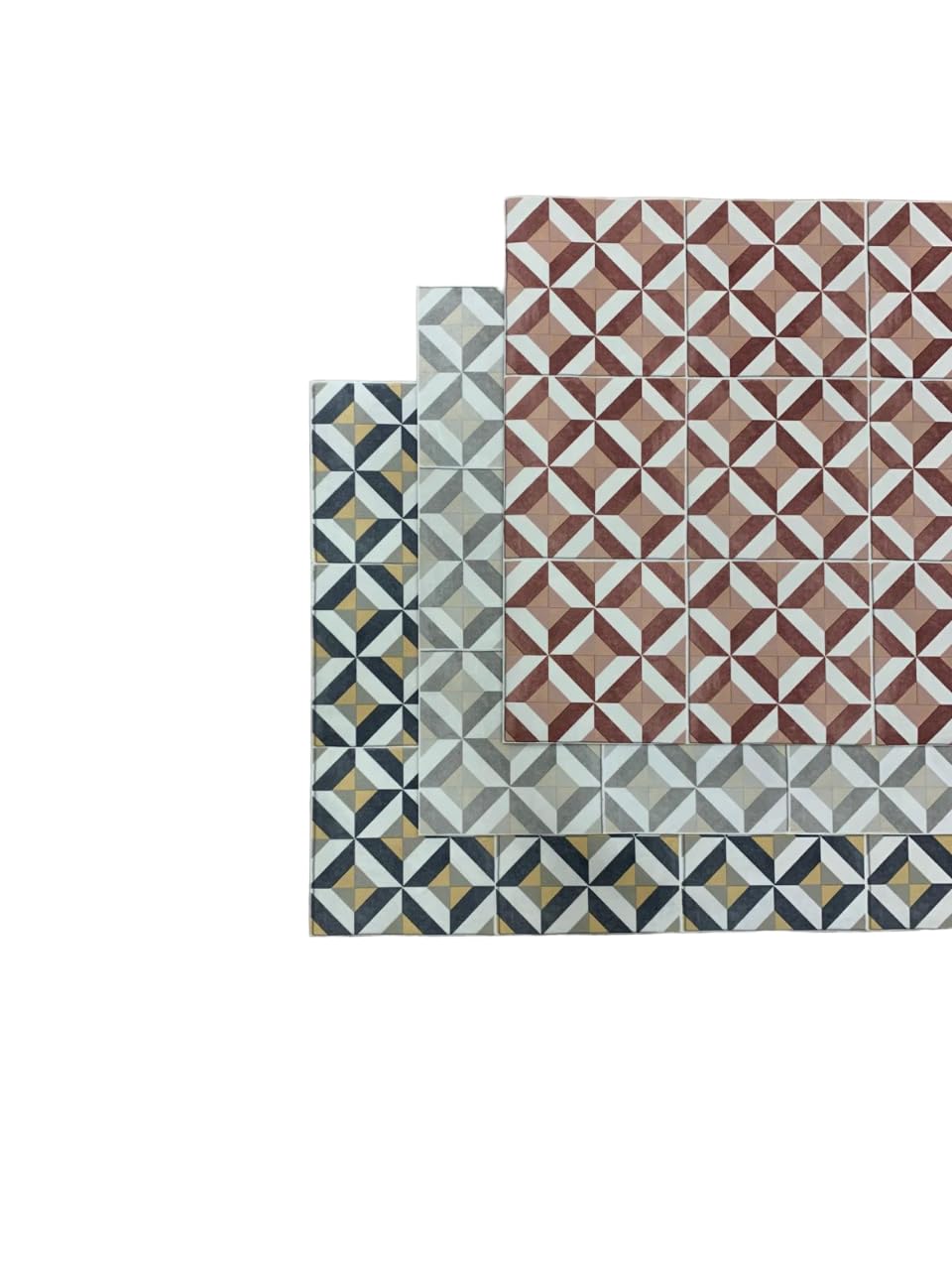 TADI & IMPERIO Alfombra Vinilo Hidráulica, de Rombos Color Gris Claro,Gris Oscuro, Amarillo y Blanco Roto, para Pasillo, salón, Cocina, dormitorios o moqueta de Vinilo hidráulica.