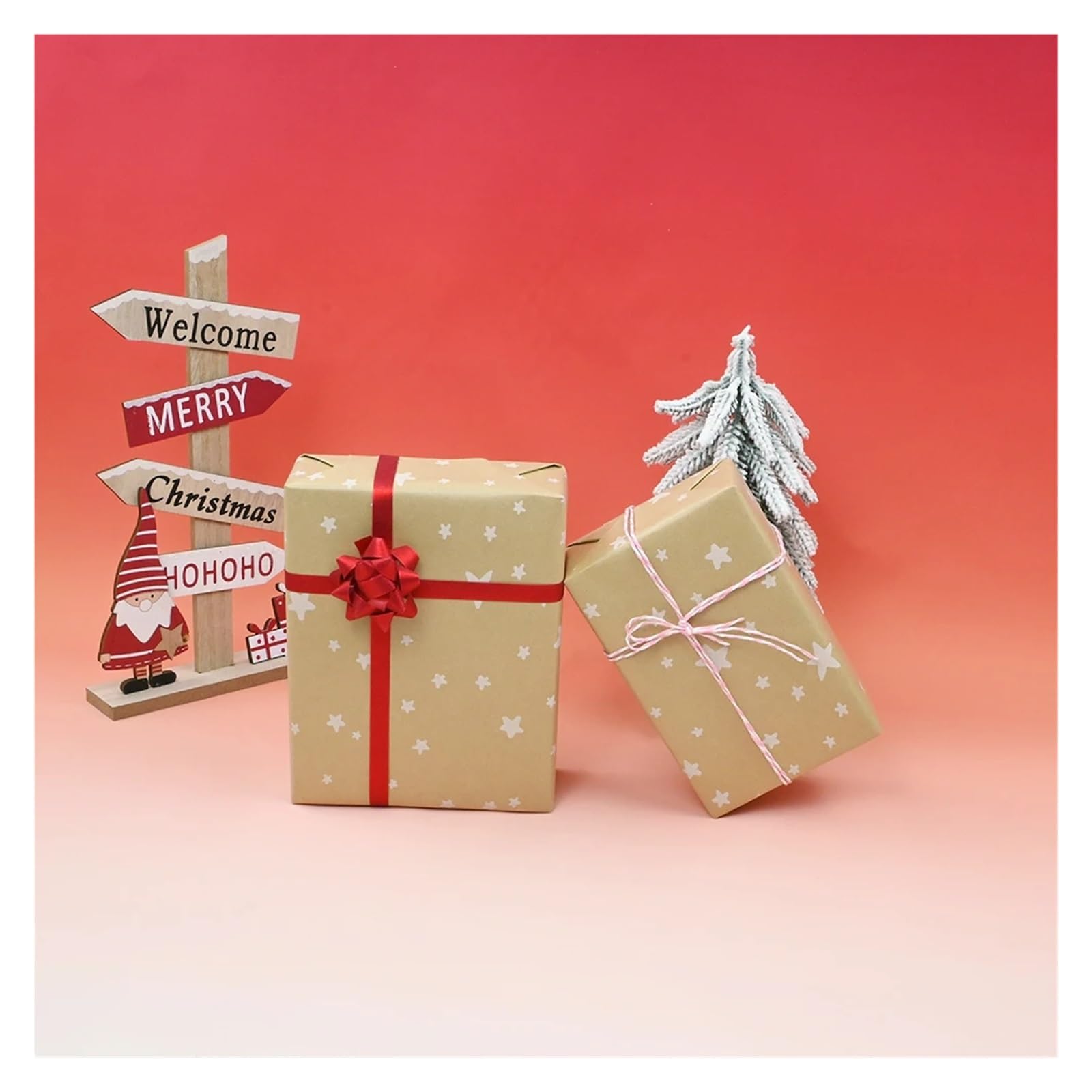 1 Rolle Geschenkpapier mit Sternenmuster, Geschenkpapierrolle for Weihnachten und Geburtstage, braunes Kraftpapier for Geburtstag und Weihnachten