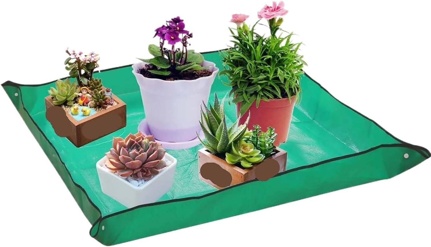 ESESE Foldable Plant Repotting Mat Garden Potting Pad Tray, For Transplanting Dirt Control Portable Waterproof Gardening For Indoor(100x100cm Green)