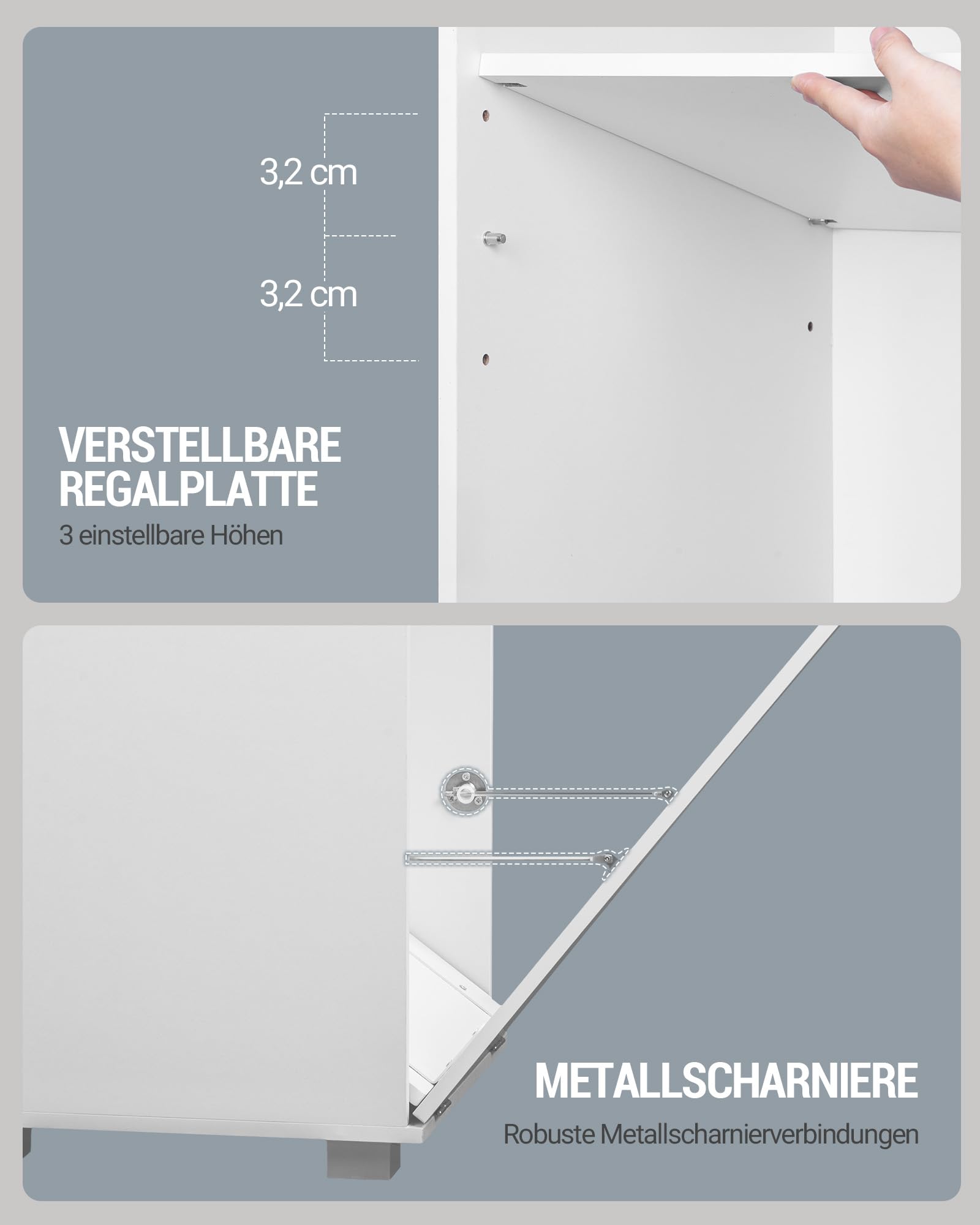 Hzuaneri Badezimmerschrank mit Wäschekorb, verstellbaren Regalen | Wäscheschrank, Badschrank Hochschrank, Aufbewahrungsschrank für Badezimmer und Waschküche, 40 x 40 x 170 cm, Weiß BC72003X