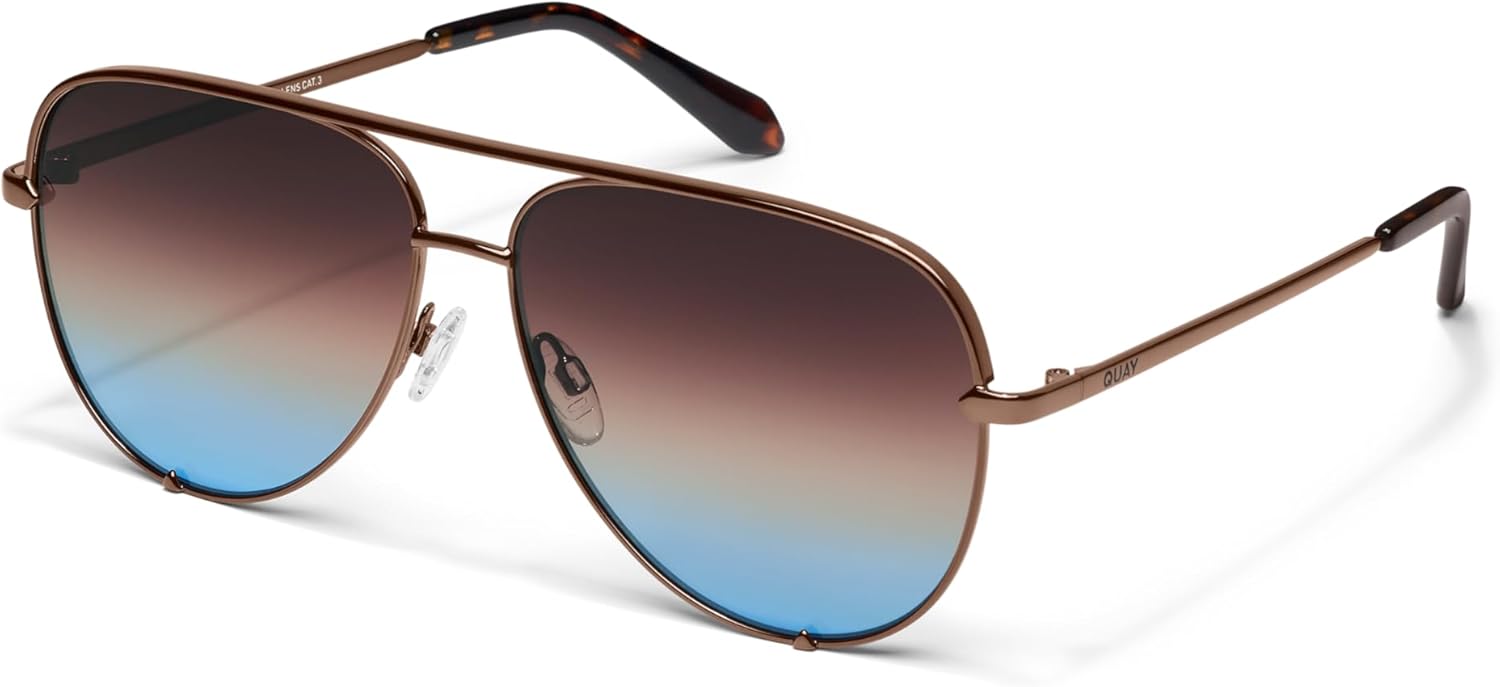 QUAY - Sunglasses for Men & Women, Round Lenses with UV Protection (High Key Extra Large, Chocolate/Brown Blue) - Image 2