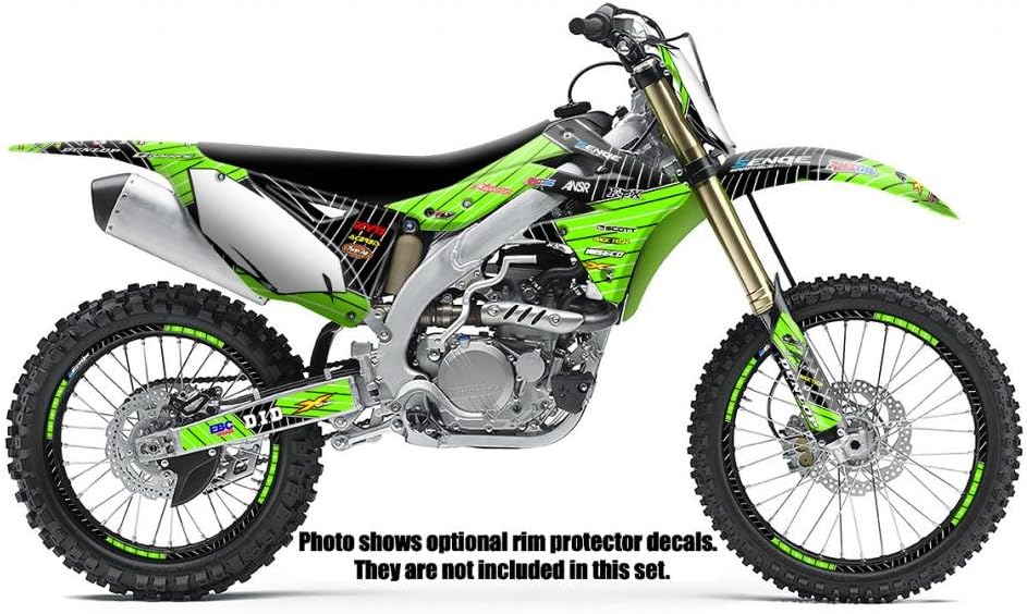 2014-2021 KX 100 Race Series Green Senge Graphics Complete Kit Compatible with Kawasaki
