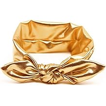 Baby Headbands, Children Big Bow Elasticity Headband Kids for Girls Newborn Infant Toddlers Kids Gold