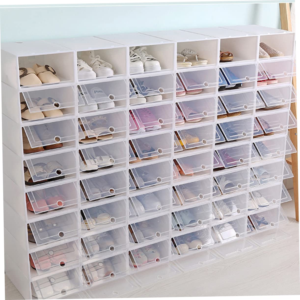 Alipis Caja de Zapatos Apilable Transparente Gruesa 30 Piezas PP L