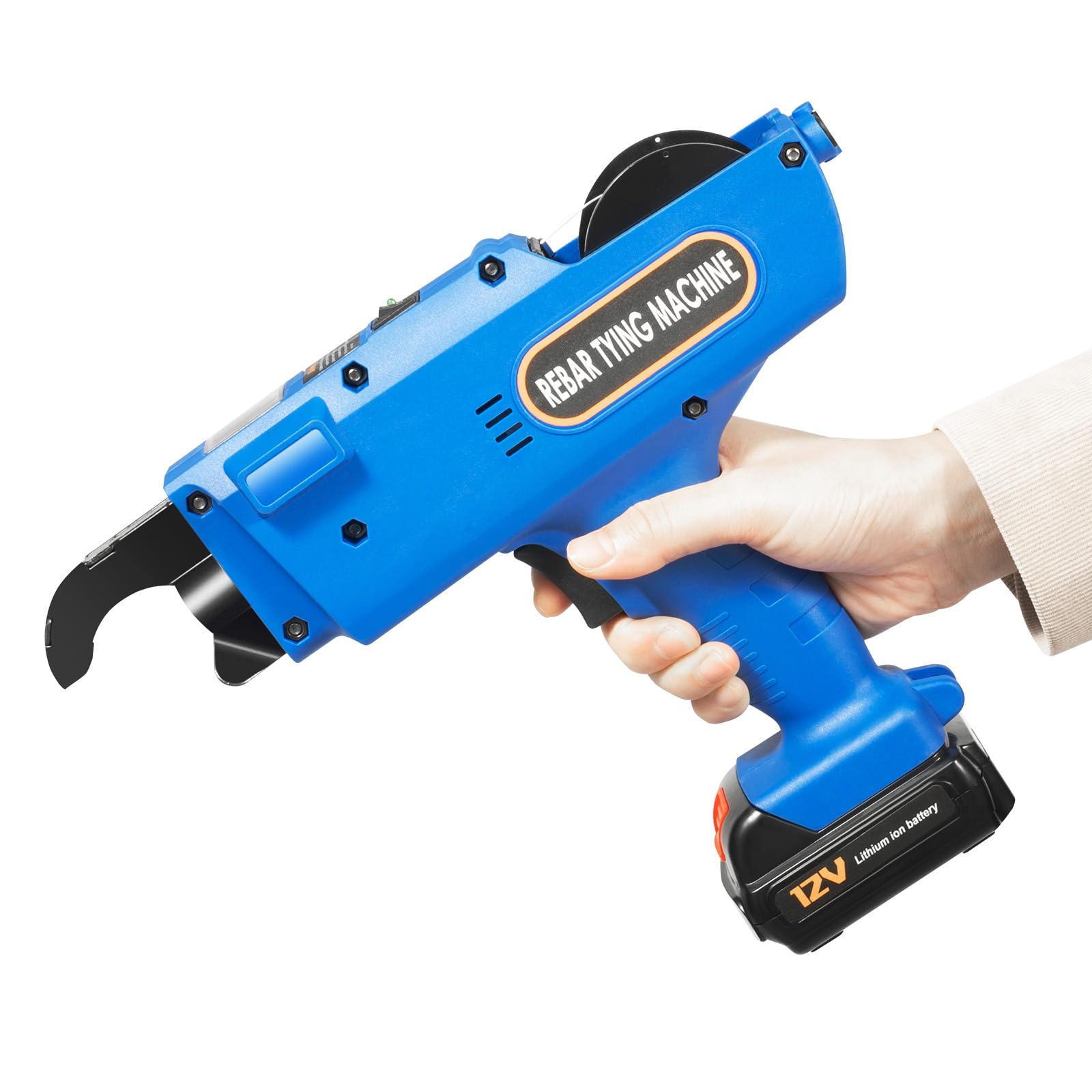 Bewehrungsbindemaschine Elektrische Rebar Bindemaschine Handheld Rebar Tier Tool Akku-Rebar-Drahtbindemaschine Knüpfbereich 8-34mm (Blau)
