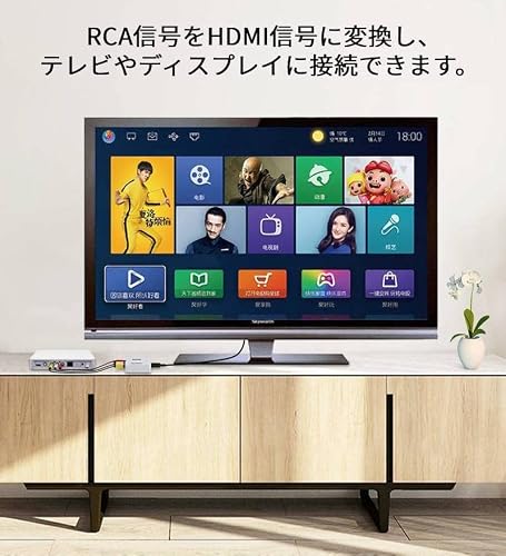 r-honpo RCA→HDMI変換器 AVコンバーター AV→HDMI変換 USBケーブル付き 1080p/720p対応 3色ケーブル (Black)