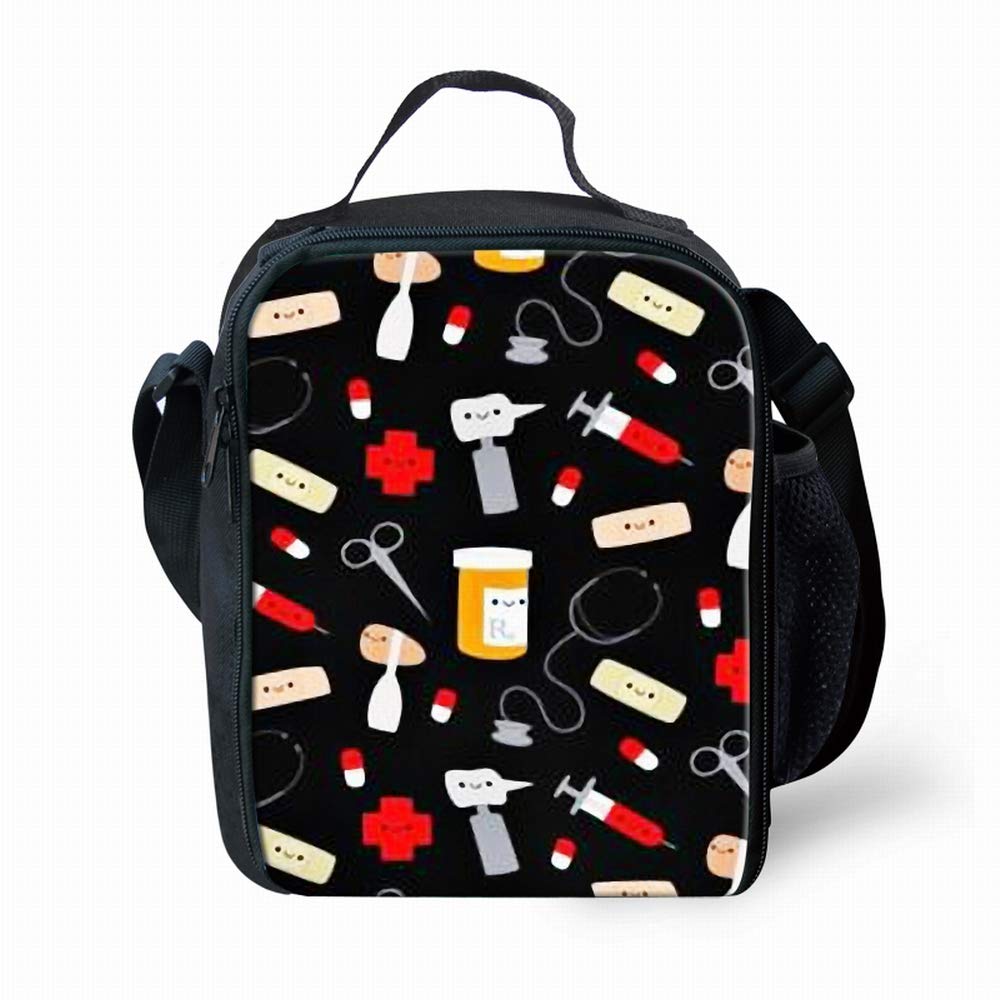 Amzbeauty Cartoon Medical Print Lunch Bag for School Kids Boys Girls Small Lunch Box Insulated Lunch Container with Adjustable & Removable Tote Bag — image 1
